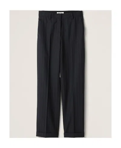 Miu Miu Logo Casual Pants In Black