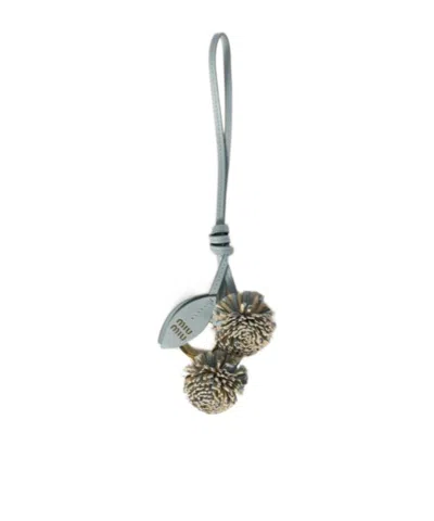 Miu Miu Logo Charm In Gray