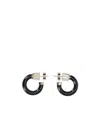 Miu Miu Logo-charm Half-hoop Earrings In Black