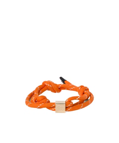Miu Miu Logo-charm Rope Bracelet In Yellow
