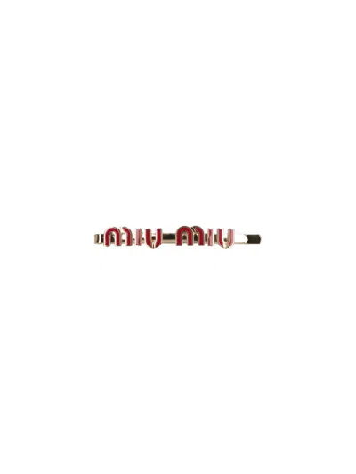 Miu Miu Logo Clasp In Red