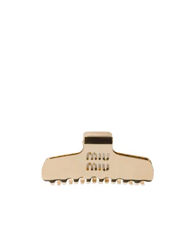 Miu Miu Metal Claw Clip In Yellow