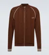 Miu Miu Logo Cotton-blend Zip-up Cardigan In Brown