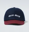 Miu Miu Logo Cotton Drill Baseball Cap In Blue