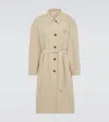 Miu Miu Logo Cotton Gabardine Trench Coat In Beige