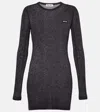 Miu Miu Logo Cotton Jersey Minidress In Black
