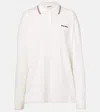 Miu Miu Logo Cotton Polo Sweater In White