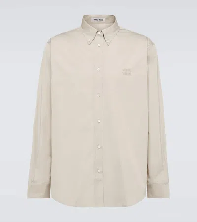 Miu Miu Hemd Aus Baumwollpopeline In Beige