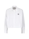 Miu Miu Cropped Cotton Poplin Shirt In White