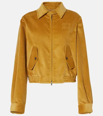 MIU MIU LOGO CROPPED CORDUROY BLOUSON