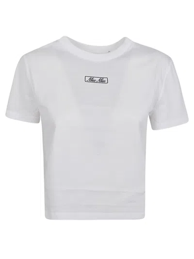 Miu Miu Logo Cropped T-shirt In White