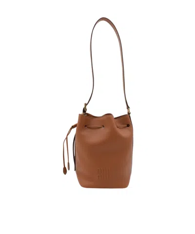 Miu Miu Logo Cross-body Bag In Brown