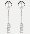Miu Miu Logo Crystal-embellished Earrings In Acciaio+crystal