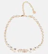 Miu Miu Logo Crystal-embellished Necklace In Oro+crystal