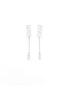 Miu Miu Logo Dangling Rhinestone Earrings In Silver