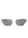 Miu Miu Logo-debossed Geometric-frame Sunglasses In Black