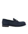 Miu Miu Logo-debossed Suede Loafers In Black