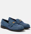 Miu Miu Logo Denim Loafers In Blue