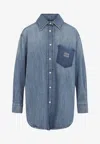 Miu Miu Denim Shirt With Chest Pocket And Round Hem