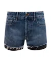Miu Miu Logo Denim Shorts In Blue