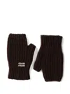 Miu Miu Logo-detail Fingerless Gloves In Black