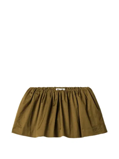 Miu Miu Logo-detail Flared Mini Skirt In Multi