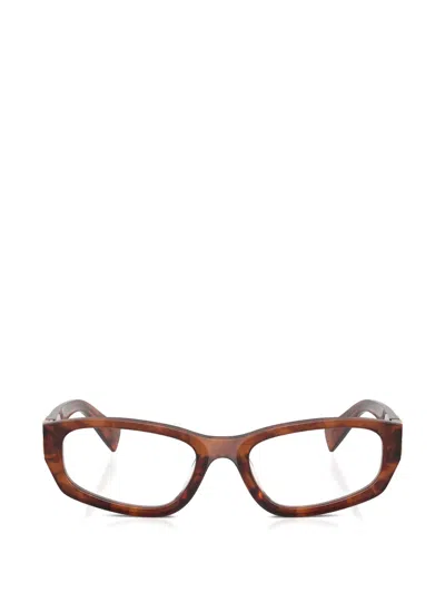 Miu Miu Logo-detail Glasses In Brown
