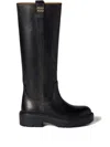 Miu Miu Logo-detail Leather Boots In Black