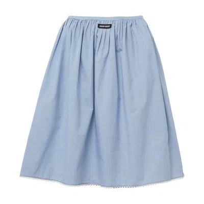 Miu Miu Logo Detail Midi Skirt In Blue