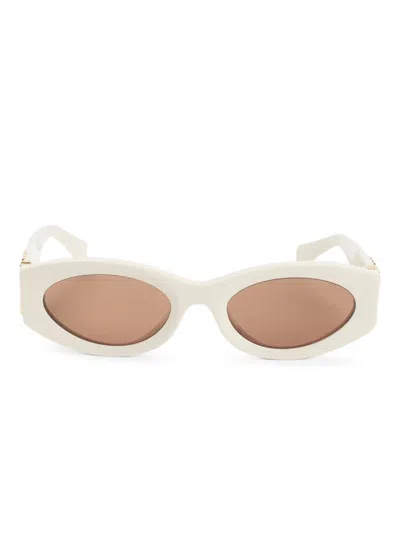 Miu Miu Glimpse Oval Sunglasses In White