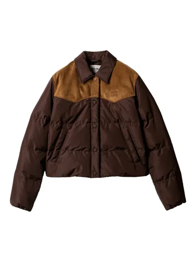 Miu Miu Gefütterte Jacke Mit Logo In Multi