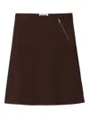 Miu Miu Logo-detail Ribbed Mini Skirt In Brown