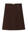 Miu Miu Logo-detail Ribbed Mini Skirt In Brown