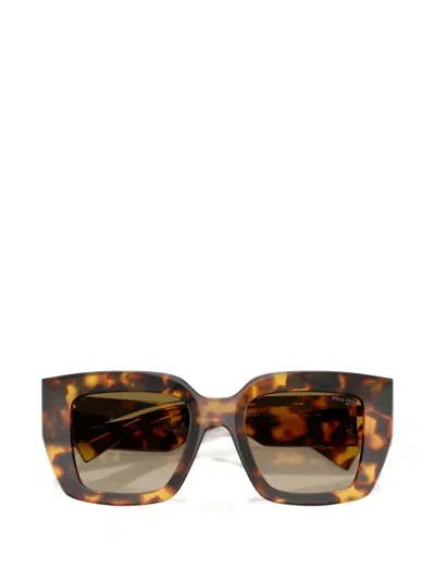 Miu Miu Logo-detail Sunglasses In Brown