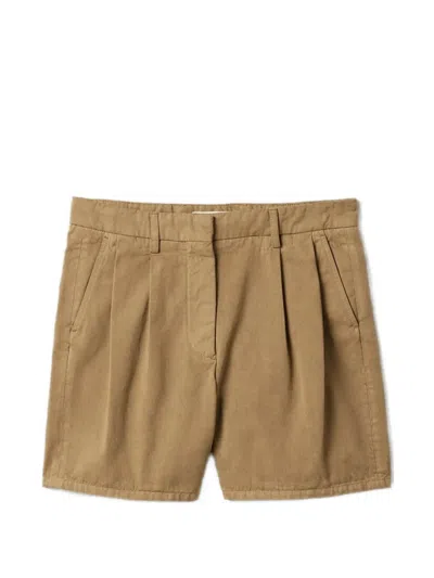 Miu Miu Logo-detail Tailored Shorts In Brown