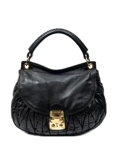 Pre-owned Miu Miu Logo-detail Tote Bag In Black