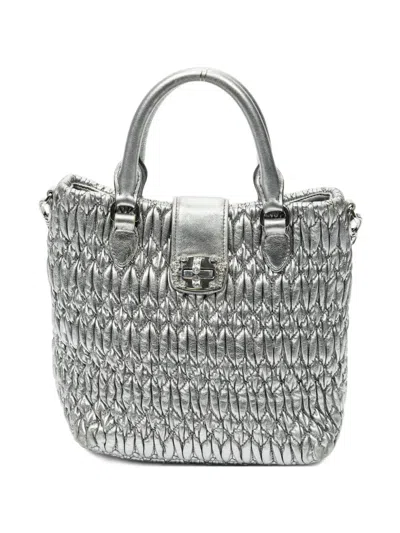 Pre-owned Miu Miu Logo-detail Tote Bag In Silver