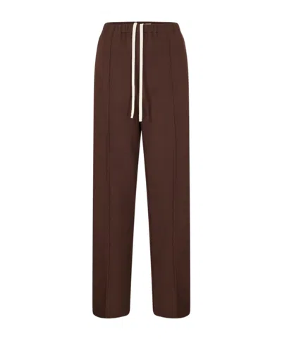 Miu Miu Logo Detail Track Pants In Brown