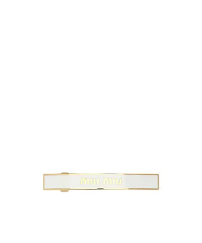 Miu Miu Logo-detailed Hair Clip In White