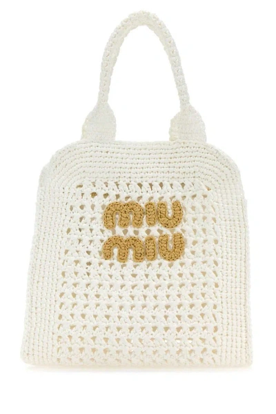 Miu Miu Logo Detailed Handbag In White