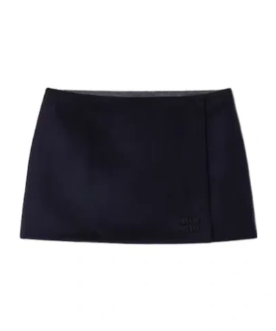 Miu Miu Logo-detailed Mini Skirt In Blue