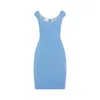 Miu Miu Embroidered Logo Tailored Dress In Azzurro