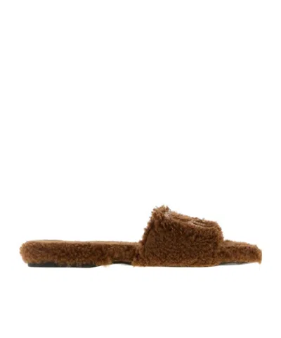 Miu Miu Logo-detailed Slip-on Sandals In Brown
