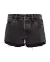 Miu Miu Logo Details Denim Shorts In Black