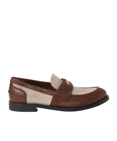 Miu Miu Women's Two-tone Leather Loafers | Size It 40 | 5d773df020aze Color F031w In Brown/natural