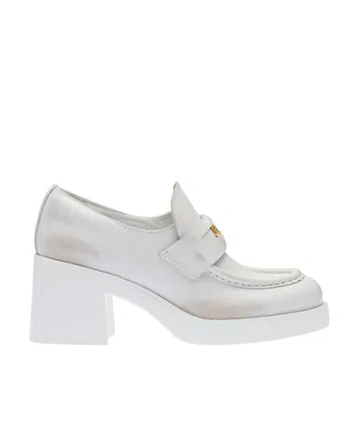 Miu Miu Logo Details Love Heels In White