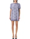 Miu Miu Multicolor Embroidered Wool Blend Mini Sweater Dress In Wisteria