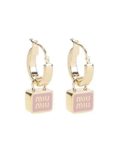 Miu Miu Enamelled Metal Earrings In Gold