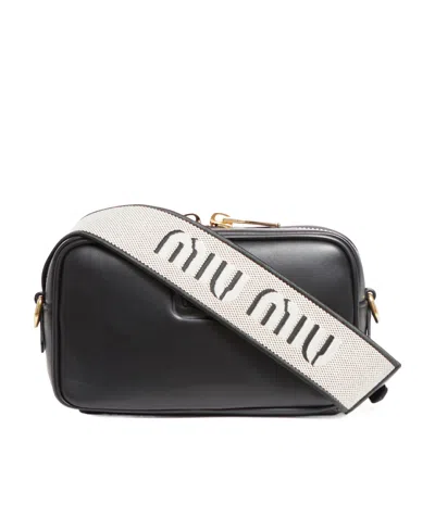 Miu Miu Logo-embossed Crossbody Bag In Black