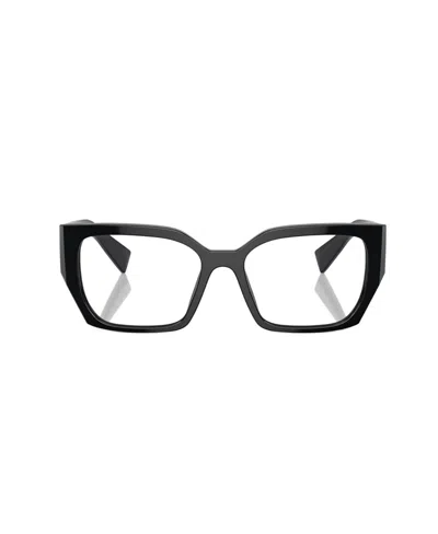 Miu Miu Logo-embossed Geometric-frame Glasses In Black